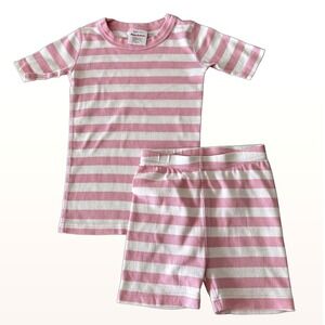 Hanna Andersson Pajamas Kids 6-7 120cm Organic Cotton Pink Striped Short Johns